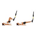 Woman doing TRX Suspension strap hamstring.