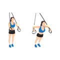 Woman doing TRX Suspension straps chest press exercise.