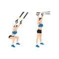 Woman doing TRX Suspension straps overhead squats exercise. Royalty Free Stock Photo