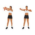 Woman doing Upper back exercise archer with long resistance band