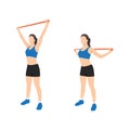 Woman doing Upper back overhead pull down with long resistance band Royalty Free Stock Photo