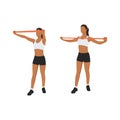 Woman doing Upper back reverse fly with long resistance band Royalty Free Stock Photo