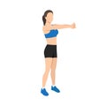 Woman doing upper back stretch exercise