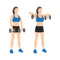 Woman doing upright dumbbell rows exercise Royalty Free Stock Photo