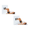 Woman doing Wall bridge exercise. Flat vector Royalty Free Stock Photo
