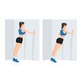 Woman doing Wall push up. Standing press up