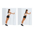 Woman doing Wall push up. Standing press up exercise