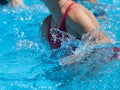 Woman Doing Water Aerobics Outdoor in a Swimming Pool Royalty Free Stock Photo