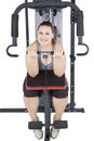 Woman doing weight lifting on studio Royalty Free Stock Photo