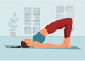 Woman doing yoga asana Bridge Pose, Vector Illustration