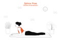 Woman doing yoga asana sphinx pose or salamba bhujangasana