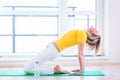 Woman doing YOGA exercise at home Royalty Free Stock Photo