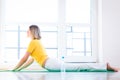 Woman doing YOGA exercise at home Royalty Free Stock Photo