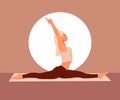 Woman doing yoga, Hanumanasana Vector art Illustration