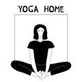 Woman doing yoga at home. Illustration with pose Baddha Konasana, Bound Angle Pose