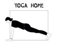 Woman doing yoga at home. Illustration with pose Plank, Chaturanga Dandasana, Four-Limbed Staff Pose Royalty Free Stock Photo