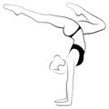 Woman doing Yoga inversion or upside down or Sirsasana.