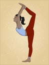 Woman doing yoga, king dancer pose, illustration