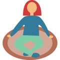 Woman doing yoga meditating relax icon vector