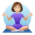 Woman doing yoga meditation. Girl doing relaxation. Vector