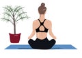Woman doing yoga meditation Vector. Storyboard line art digital vectors Royalty Free Stock Photo