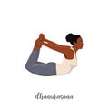 Woman doing yoga pose,Dhanurasana Bow Pose asana in hatha yoga