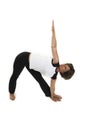 Woman doing yoga pose over white BG Royalty Free Stock Photo