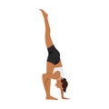 Woman doing yoga pose standing splits and asana exercise.