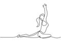 Woman doing yoga pose. Young yoga girl sitting and pose with stretching. Professional yoga exercise. Continuous line art. Health