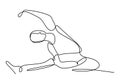 Woman doing yoga pose. Young yoga girl sitting and pose with stretching. Professional yoga exercise. Continuous line art. Health