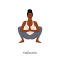 Woman doing yoga, sitting in malasana garland pose Royalty Free Stock Photo