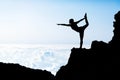 Woman doing yoga sunset silhouette Royalty Free Stock Photo