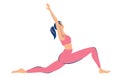Woman doing yoga. Virabhadrasana pose. Illustrations for beauty spa wellness natural products cosmetics body care fitness