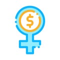 Woman Dollar Mark Icon Vector Outline Illustration