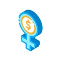 Woman Dollar Mark isometric icon vector illustration