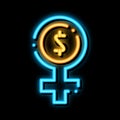 Woman Dollar Mark neon glow icon illustration