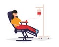 Woman donates blood. Vector illustration of a flat design