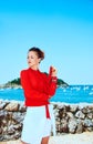 Woman in Donostia; San Sebastian, Spain looking aside Royalty Free Stock Photo