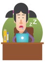 woman dozed off at work. Vector illustration decorative design Royalty Free Stock Photo