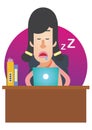 woman dozed off at work. Vector illustration decorative design Royalty Free Stock Photo