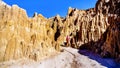 Woman in the dramatic and unique patterns of Slot Canyons and Hoodoos in Cathedral Gorge State Park, Nevada Royalty Free Stock Photo