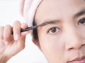 Woman Draw eyebrows Eyebrow Brush Close up Royalty Free Stock Photo