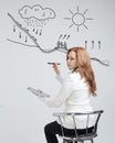 Woman drawing schematic representation of the