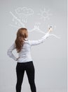 Woman drawing schematic representation of the