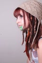 Woman with Dread Locks, Feather, and PaintPortriat Royalty Free Stock Photo