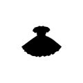 Woman dress icon. Simple style wedding dress rent poster background symbol. Woman dress brand logo design element. Woman dress t-