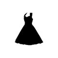 Woman dress icon. Simple style wedding dress rent poster background symbol. Woman dress brand logo design element. Woman dress t-