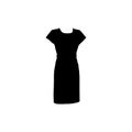 Woman dress icon. Simple style wedding dress rent poster background symbol. Woman dress brand logo design element. Woman dress t-
