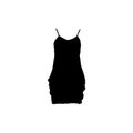 Woman dress icon. Simple style wedding dress rent poster background symbol. Woman dress brand logo design element. Woman dress t-