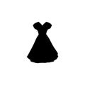 Woman dress icon. Simple style wedding dress rent poster background symbol. Woman dress brand logo design element. Woman dress t-